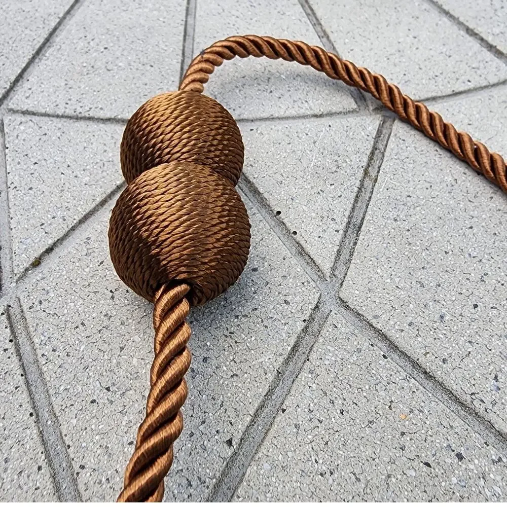 Magnetic Brown or Silver Spherical Braided Rope Curtain Tiebacks